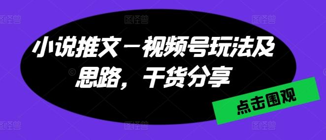 小说推文—视频号玩法及思路，干货分享-轻创副业圈