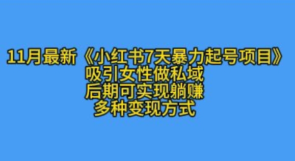 K总部落11月最新小红书7天暴力起号项目，吸引女性做私域【揭秘】-轻创副业圈