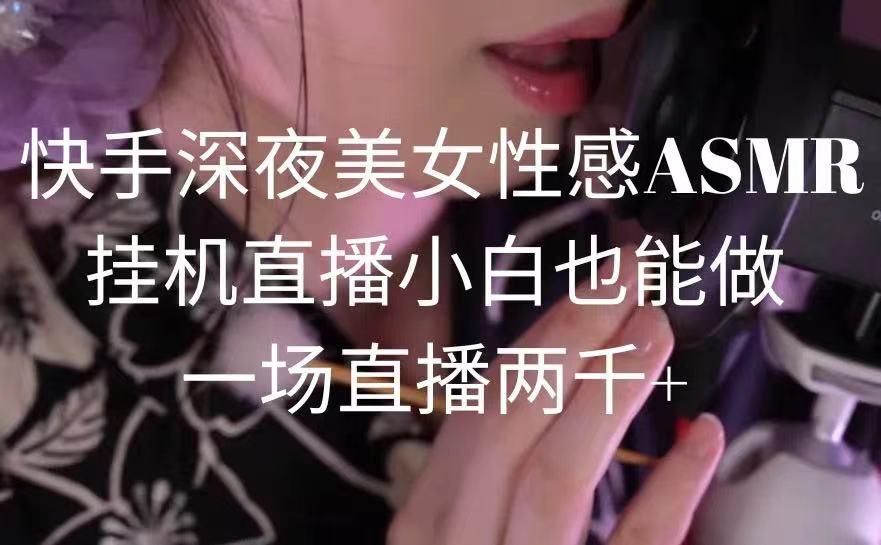 快手深夜美女性感ASMR挂机直播，小白也能做，一场直播两千+-轻创副业圈