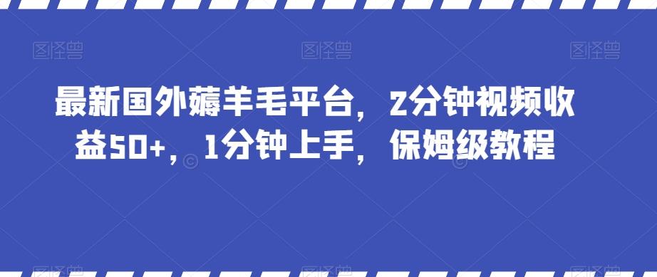 最新国外薅羊毛平台，2分钟视频收益50+，1分钟上手，保姆级教程【揭秘】-轻创副业圈