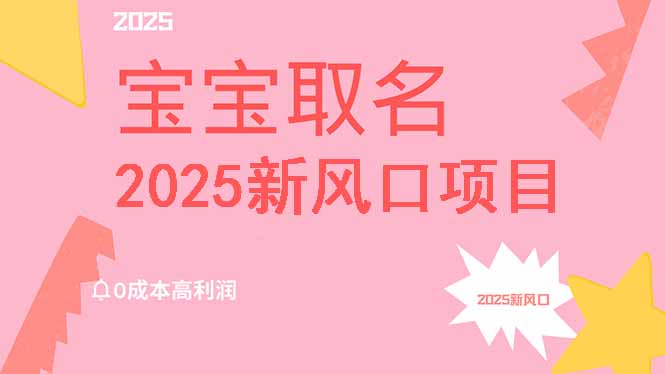 2025新风口项目宝宝取名，0成本高利润，附保姆级教程，月入过万不是梦-轻创副业圈