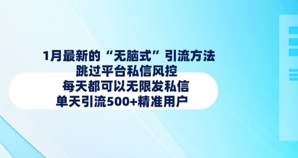 1月最新的无脑式引流方法，跳过平台私信风控，每天都可以无限发私信，单天引流500+精准用户-轻创副业圈