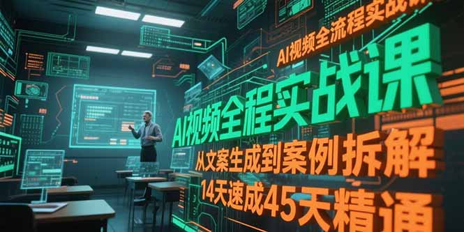 AI视频全流程实战课，从文案生成到案例拆解，14天速成45天精通-轻创副业圈