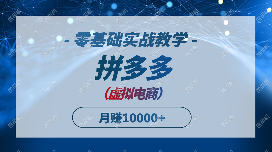 拼多多虚拟电商，零基础实战教学，快速打爆商品，新手也能月入10000+-轻创副业圈