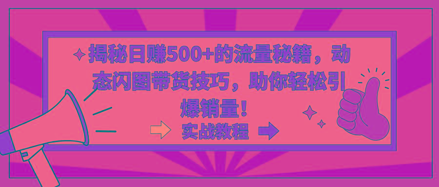 揭秘日赚500+的流量秘籍，动态闪图带货技巧，助你轻松引爆销量！-轻创副业圈