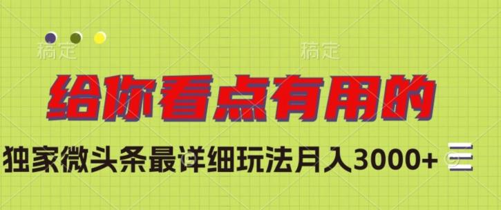 独家微头条最详细玩法，月入3000+【揭秘】-轻创副业圈