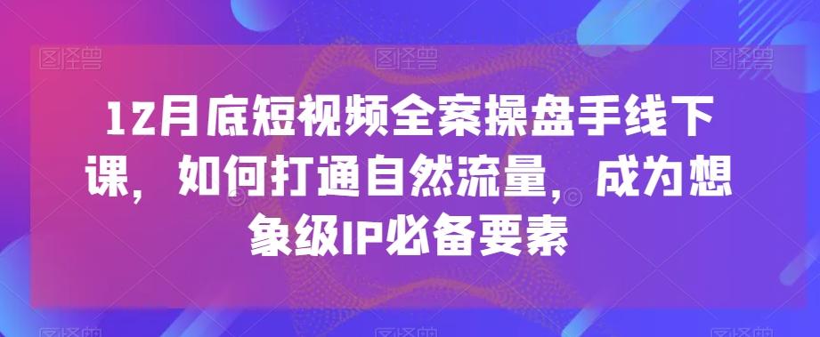 12月底短视频全案操盘手线下课，如何打通自然流量，成为想象级IP必备要素-轻创副业圈