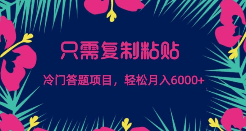 只需复制粘贴，冷门答题项目，轻松月入6000-轻创副业圈