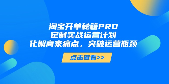 淘宝开单秘籍PRO，定制实战运营计划，化解商家痛点，突破运营瓶颈-轻创副业圈
