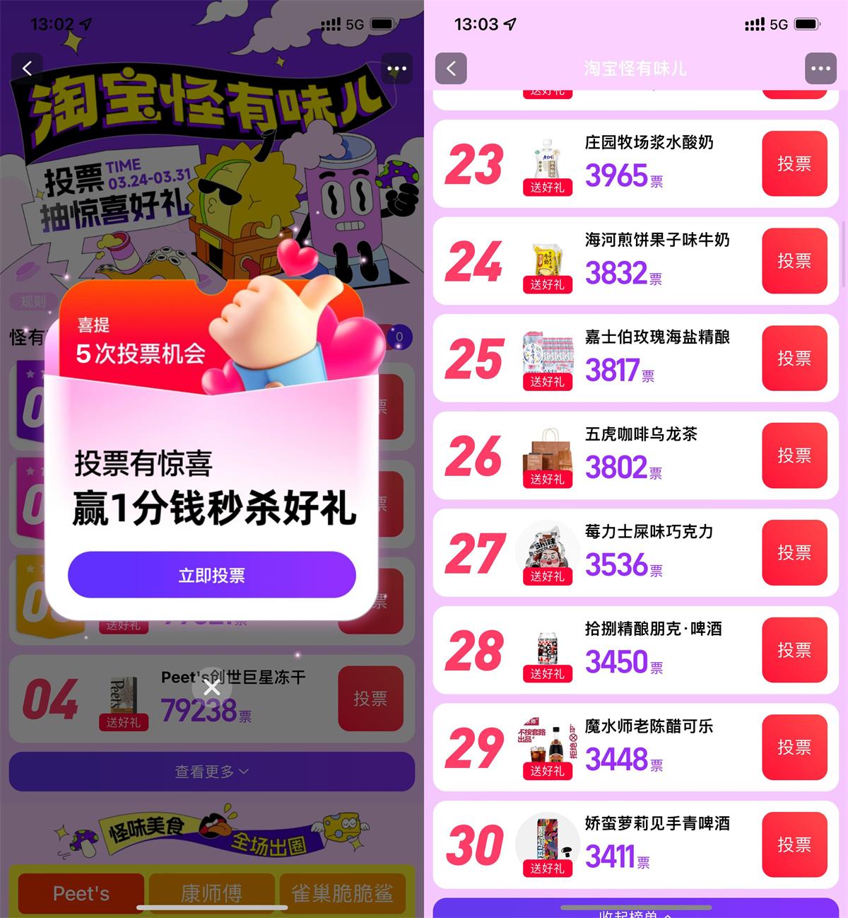 淘宝怪有味儿投票抽实物包邮-轻创副业圈