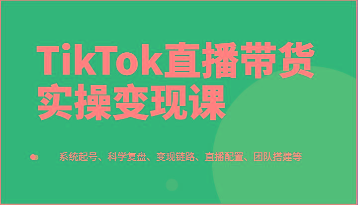 TikTok直播带货实操变现课：系统起号、科学复盘、变现链路、直播配置、团队搭建等-轻创副业圈