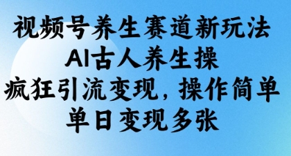 视频号养生赛道新玩法，AI古人养生操，疯狂引流变现，操作简单，单日变现多张-轻创副业圈