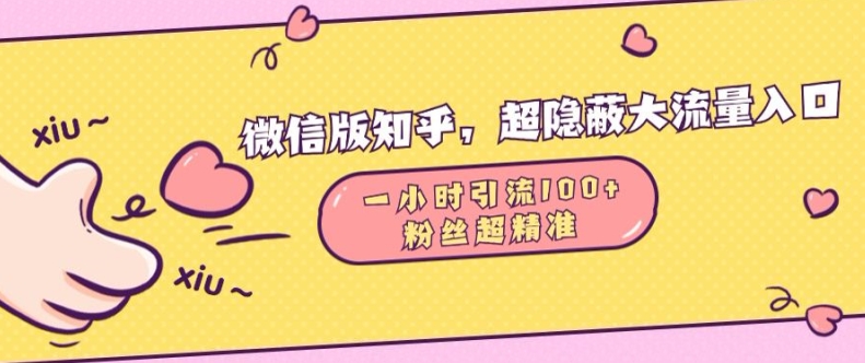微信版知乎，超隐蔽流量入口1小时引流100人，粉丝质量超高【揭秘】-轻创副业圈