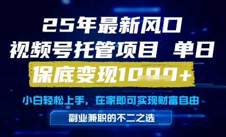25年最新风口，视频号托管项目，单日保底变现1k+，手把手教学【揭秘】-轻创副业圈
