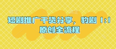 短剧推广干货分享，豹剧 1:1原创全流程-轻创副业圈