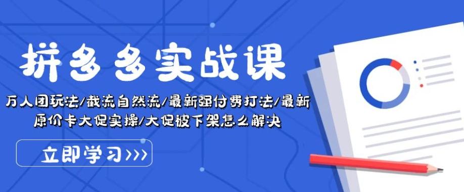 拼多多实战课：万人团玩法/截流自然流/最新强付费打法/最新原价卡大促..-轻创副业圈