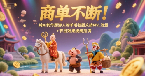 商单不断！纯AI制作西游人物羊毛毡版文旅MV，流量+节目效果统统拉满-轻创副业圈