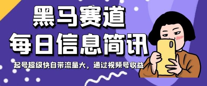 黑马赛道每日信息简讯，起号超级快自带流量大，通过视频号收益【揭秘】-轻创副业圈