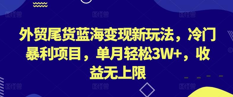 外贸尾货蓝海变现新玩法，冷门暴利项目，单月轻松3W+，收益无上限【揭秘】-轻创副业圈