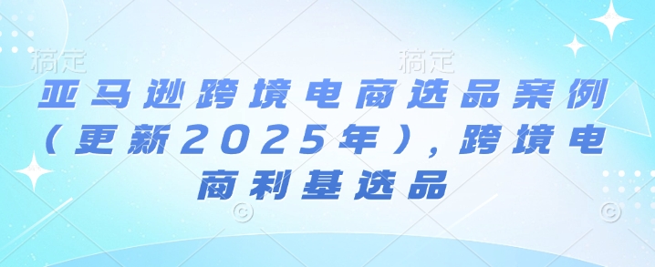 亚马逊跨境电商选品案例(更新2025年4月)，跨境电商利基选品-轻创副业圈