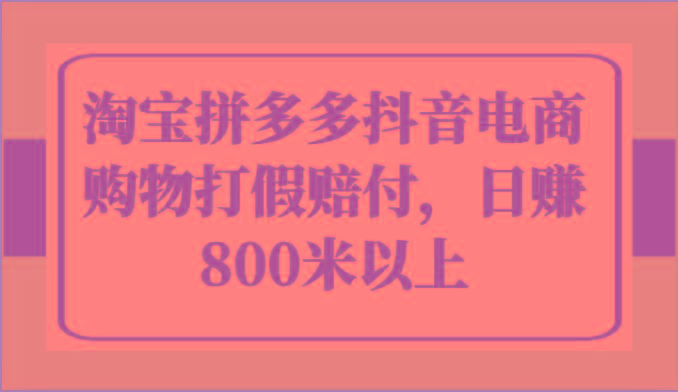 淘宝拼多多抖音电商购物打假赔付，日赚800米以上-轻创副业圈