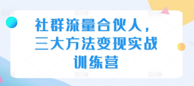 社群流量合伙人，三大方法变现实战训练营-轻创副业圈