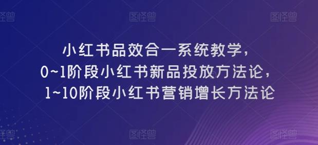 小红书品效合一系统教学，​0~1阶段小红书新品投放方法论，​1~10阶段小红书营销增长方法论-轻创副业圈