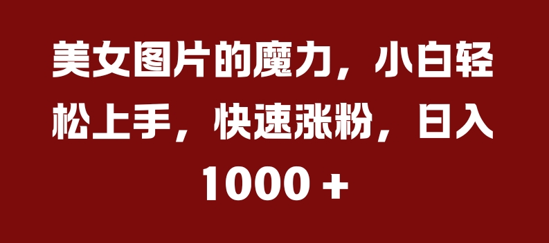美女图片的魔力，小白轻松上手，快速涨粉，日入几张【揭秘】-轻创副业圈