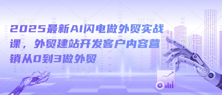 2025最新AI闪电做外贸实战课，外贸建站开发客户内容营销从0到3做外贸-轻创副业圈