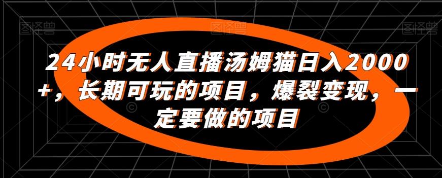 24小时无人直播汤姆猫日入2000+，长期可玩的项目，爆裂变现，一定要做的项目【揭秘】-轻创副业圈