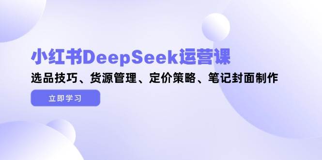 小红书DeepSeek运营课，选品技巧、货源管理、定价策略、笔记封面制作-轻创副业圈