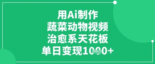 用Ai制作蔬菜动物视频，治愈系天花板，单日变现1k-轻创副业圈