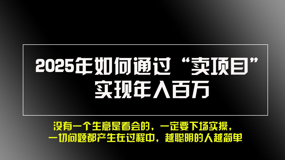 2025年如何通过“卖项目”实现年入百万-轻创副业圈