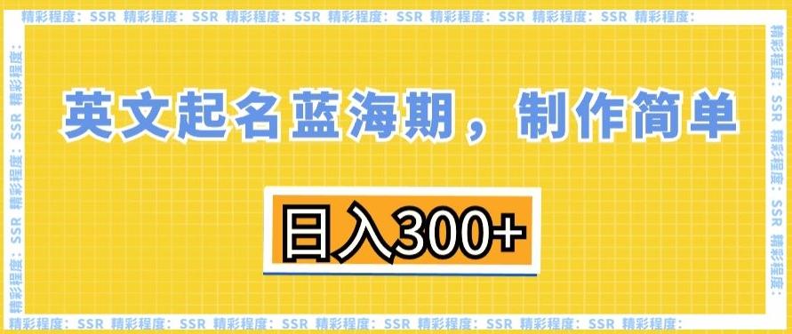 英文起名蓝海期，制作简单，日入300+【揭秘】-轻创副业圈