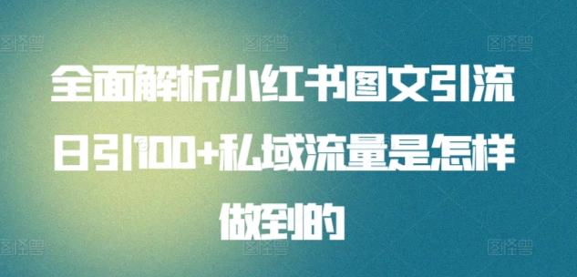 全面解析小红书图文引流日引100+私域流量是怎样做到的【揭秘】-轻创副业圈