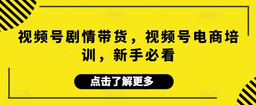 视频号剧情带货，视频号电商培训，新手必看-轻创副业圈