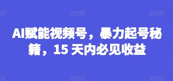 AI赋能视频号，暴力起号秘籍，15 天内必见收益【揭秘】-轻创副业圈