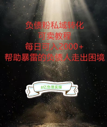 负债粉掘金计划，帮助负债者解决问题，债务规划，债务重组，最好的变现方式【揭秘】-轻创副业圈