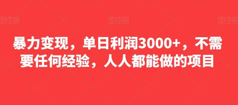 暴力变现，单日利润3000+，不需要任何经验，人人都能做的项目-轻创副业圈