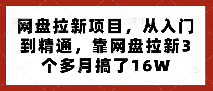 网盘拉新项目，从入门到精通，靠网盘拉新3个多月搞了16W-轻创副业圈