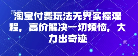 淘宝付费玩法无界实操课程，高价解决一切烦恼，大力出奇迹-轻创副业圈