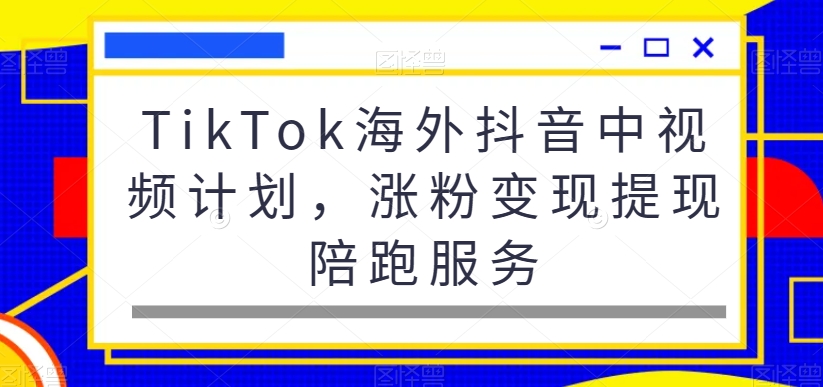TikTok海外抖音中视频计划，涨粉变现提现陪跑服务-轻创副业圈