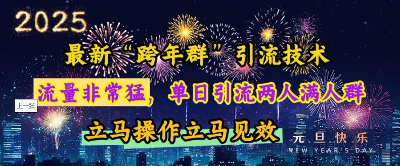 最新“跨年群”引流，流量非常猛，单日引流两人满人群，立马操作立马见效【揭秘】-轻创副业圈