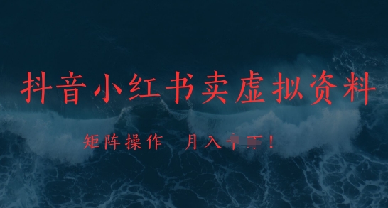 抖音小红书卖虚拟资料，市场需求一直存在，矩阵操作，月入1w+-轻创副业圈