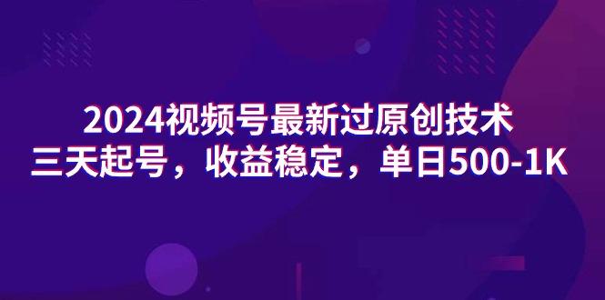 (9505期)2024视频号最新过原创技术，三天起号，收益稳定，单日500-1K-轻创副业圈