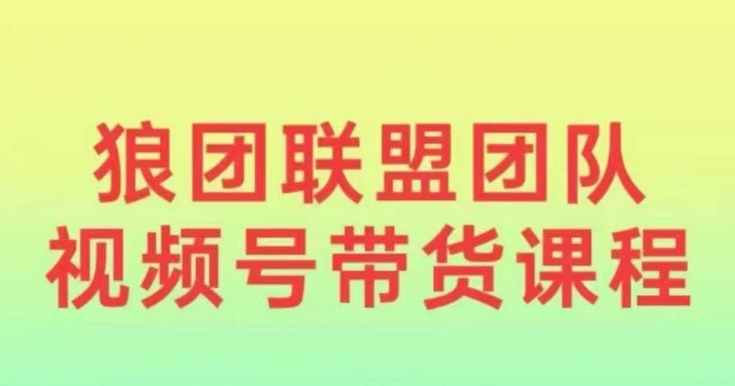狼团联盟2024视频号带货，0基础小白快速入局视频号-轻创副业圈