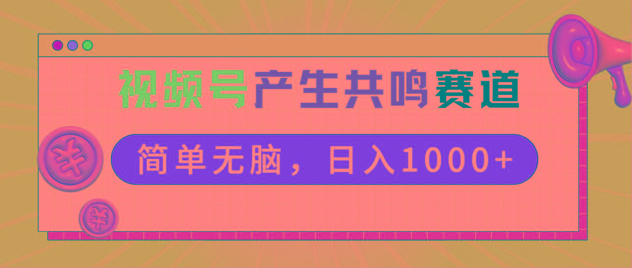 2024年视频号，产生共鸣赛道，简单无脑，一分钟一条视频，日入1000+-轻创副业圈
