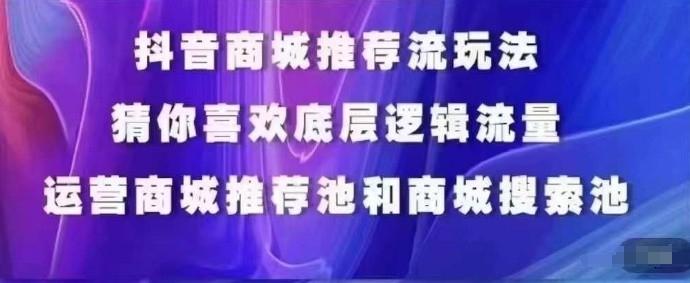 抖音商城运营课程，猜你喜欢入池商城搜索商城推荐人群标签覆盖-轻创副业圈