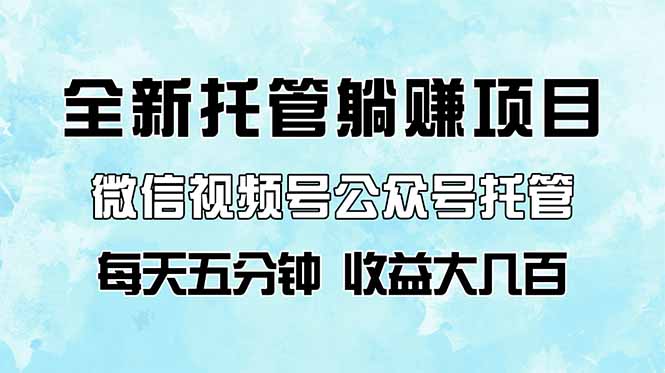 全新托管躺赚项目，微信视频号公众号托管代运营，每天五分钟，收益大几百-轻创副业圈
