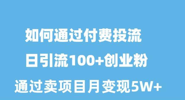 如何通过付费投流日引流100+创业粉月变现5W+-轻创副业圈